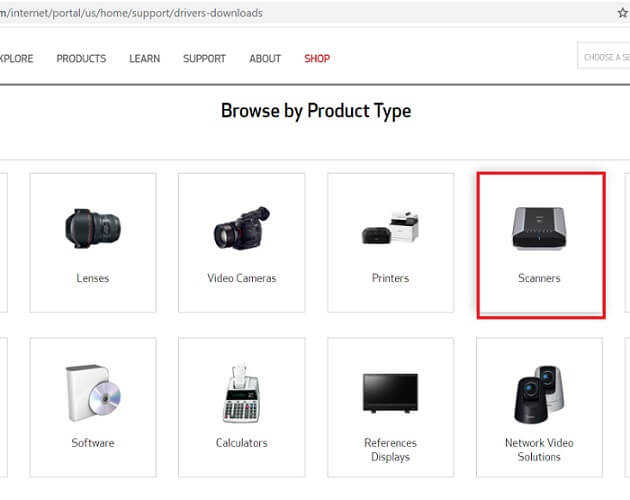 browse for canon scanner