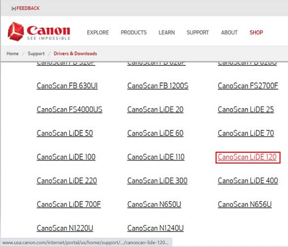 click on CanoScan LiDE 120