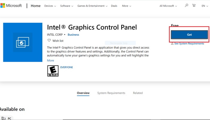 Get to download the Intel HD graphics control panel