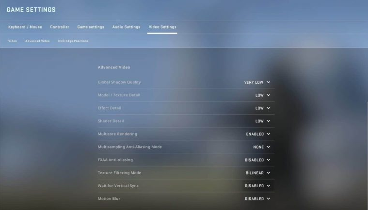 CSGO video setting