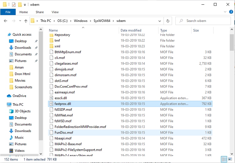 search for fastprox.dll in wbem folder