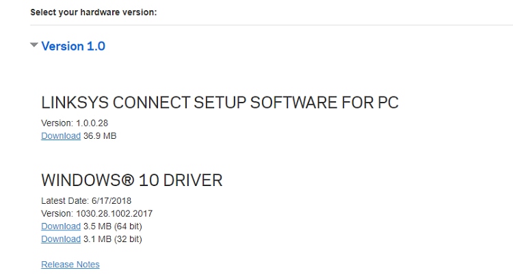 hardware version for linksys device driver