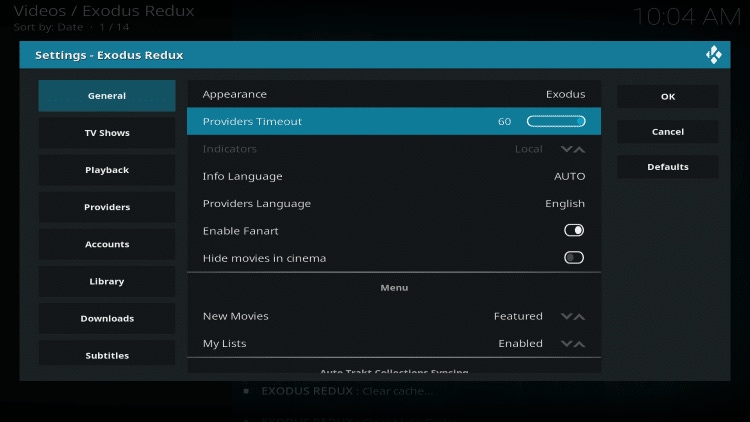 Set Exodus Providers Timeout at 60 second
