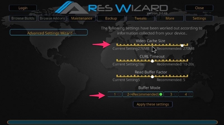 adjust Buffer Mode in ARES WIZARD