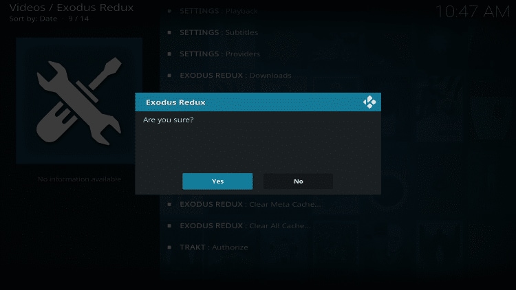 click on yes for exodus redux assent