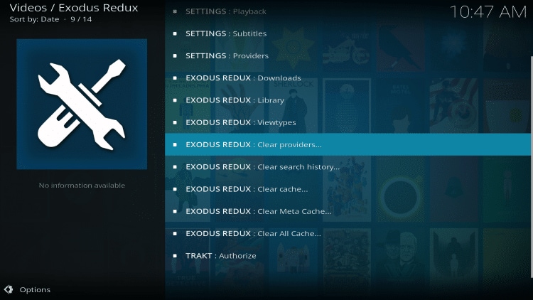 EXODUS REDUX Clear providers