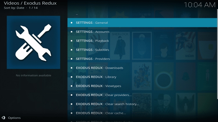 EXODUS REDUX General settings