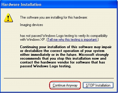 continue anyway hardware installation