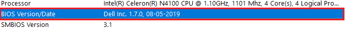 Note the BIOS Version and Date
