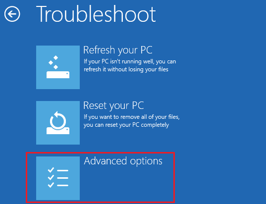 troubleshoot options