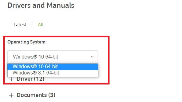 select the version of your operating system for acer driver