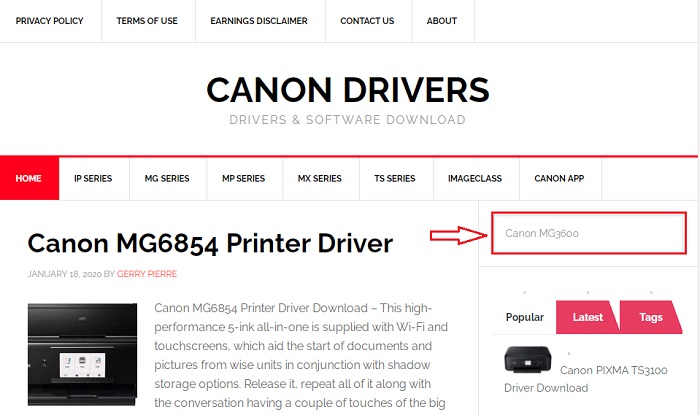 search Canon MG3600