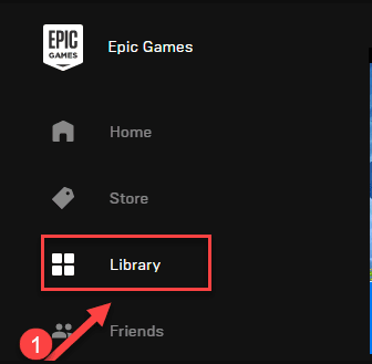 Library option in epic game launcher