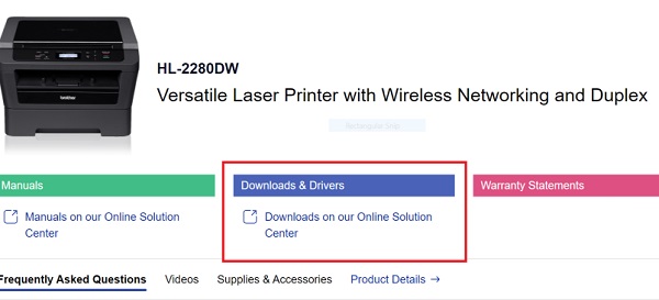 Select Downloads & Drivers for HL-2280DW driver