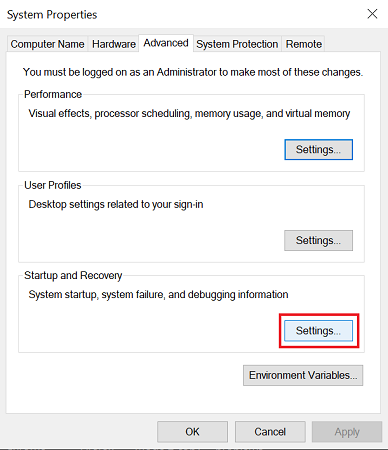 Go to the Advanced tab and click on the Settings