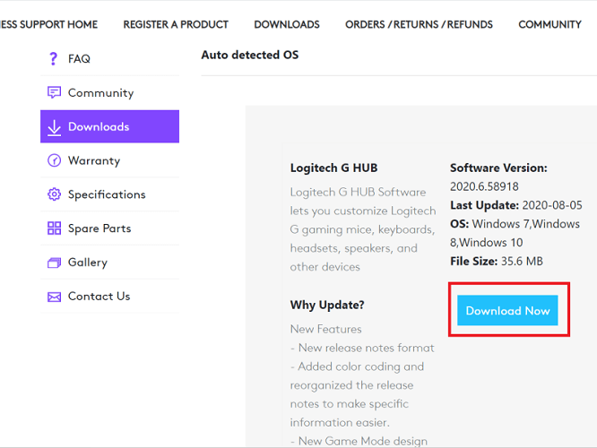 click on Download Now button for you logitech wheel driver