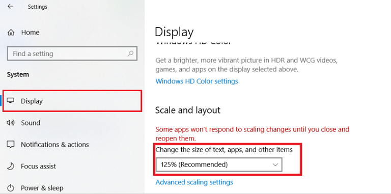 select the recommended scale and layout