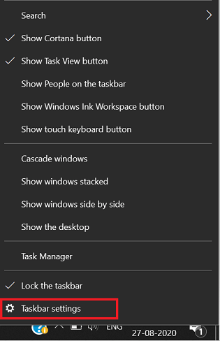 taskbar settings
