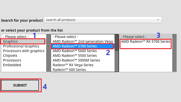 select your amd product