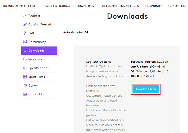 Click on Download Now for driver