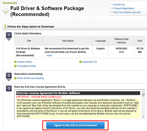 click on Agree to the EULA and Download.