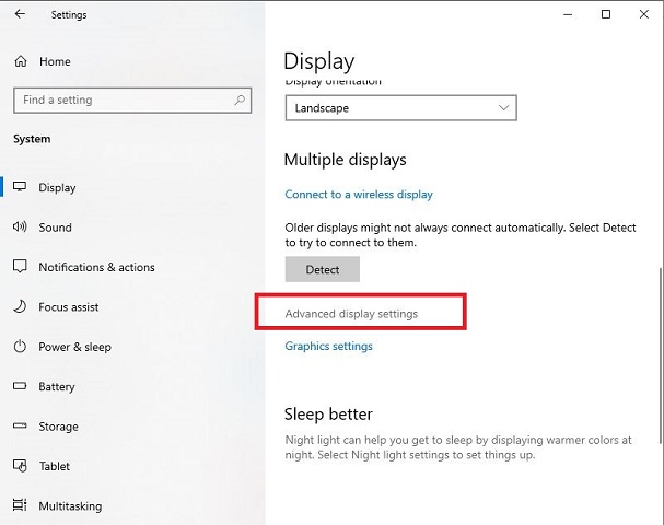 advanced display settings