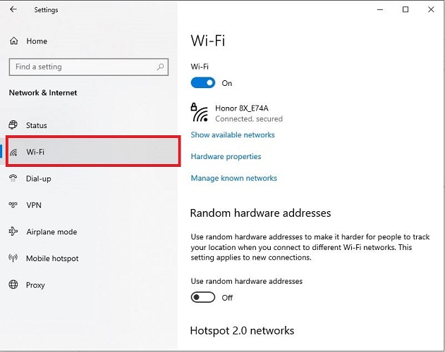 click on wifi tab