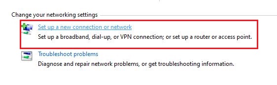 set up a new connection or network