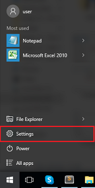 click on setting after click on start menu icon