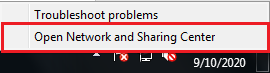 click on open network and sharing center