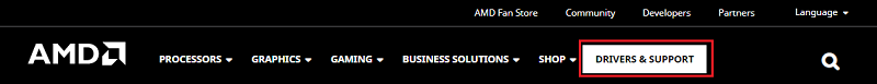 driver & support menu from AMD offical website