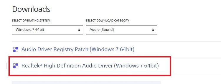 sony audio drivers for windows 10