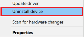 Select “Uninstall device/driver.”