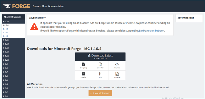 Download and install Minecraft Forge