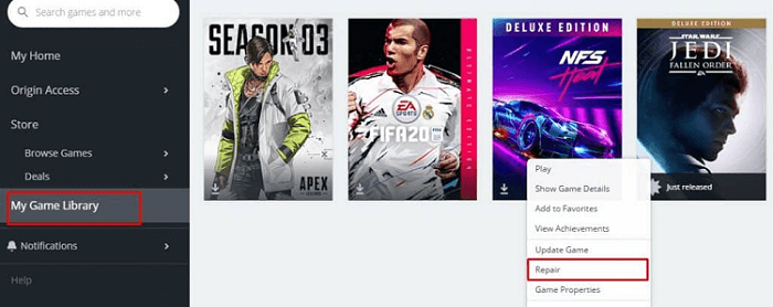 Steps for verifying the game file integrity on Origin