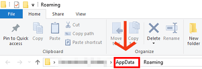 Steps to delete files from AppData -1