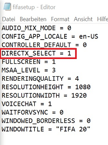 Try changing the DIRECTX_SELECT value