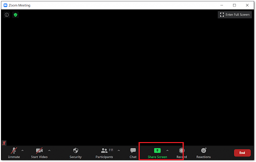 Checking the Zoom screen sharing
