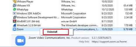 Uninstall Zoom