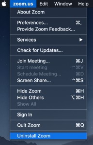 Uninstall Zoom mac