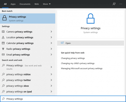 Windows Privacy Setting