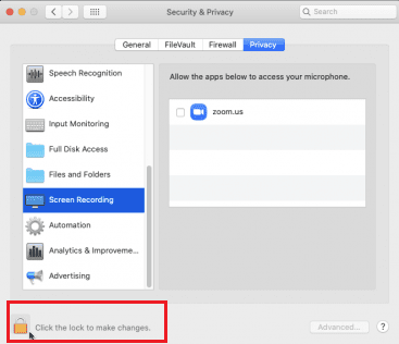 Screen recording setting mac