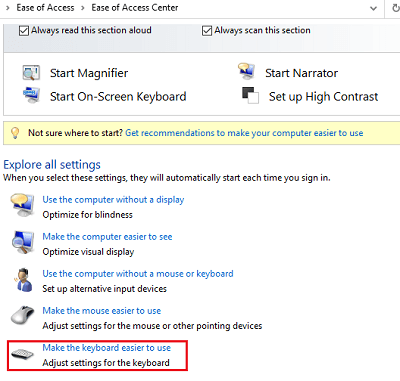 Disable the filter keys for Lenovo keyboard problem