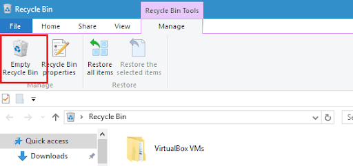 How to free up disk space empty recycle bin
