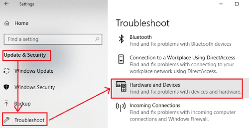 Run the hardware troubleshooter-1