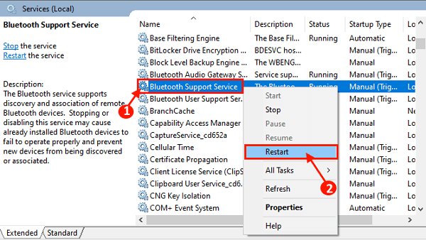 Re-Start the Bluetooth Service