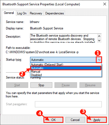 Reset Bluetooth service again