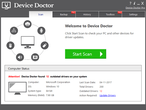 Device Doctor interface