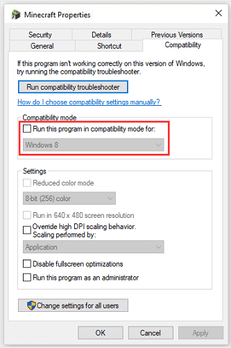 Run Minecraft in Compatibility Mode-1