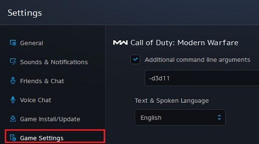 Select Game Settings in Try DirectX 